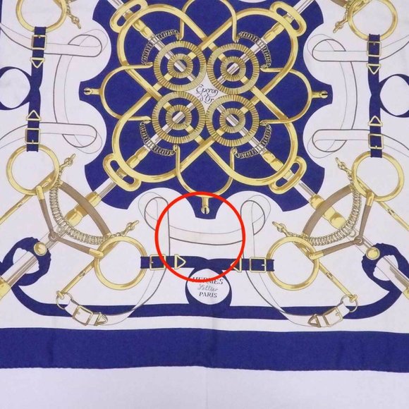 Auth HERMES Carre 90 Sellier Eperon d'Or Scarf Blue/White/Multicolor - Picture 2 of 12